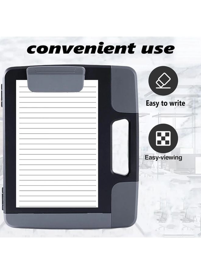 Black Heavy Duty Portable A4 Notepad With Handle Durable PP Plastic Box Side Opening - Image 4