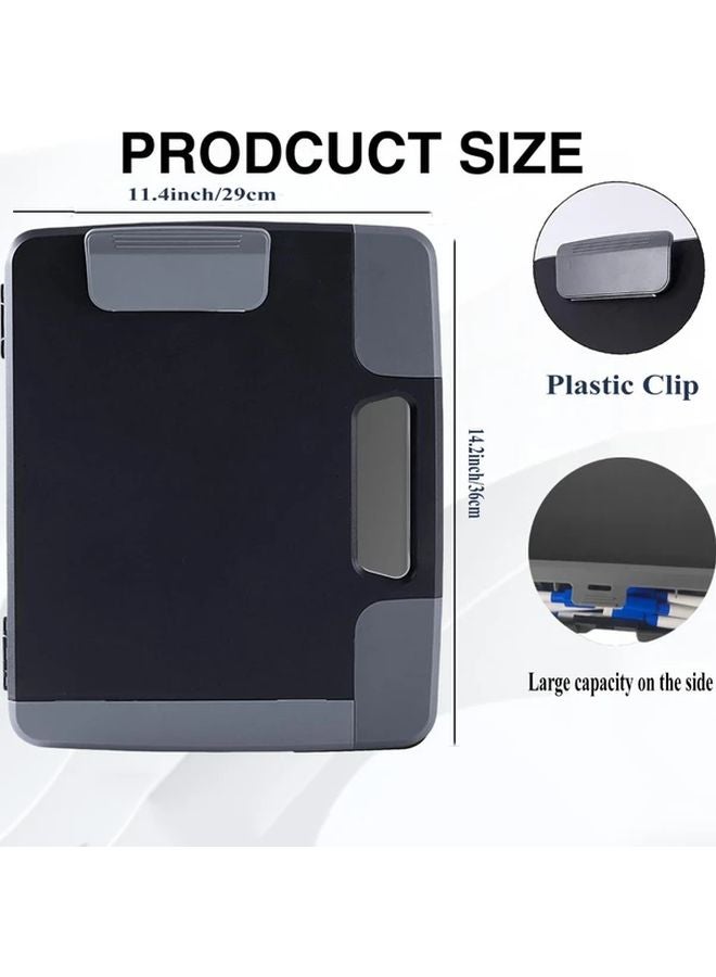 Black Heavy Duty Portable A4 Notepad With Handle Durable PP Plastic Box Side Opening - Image 2