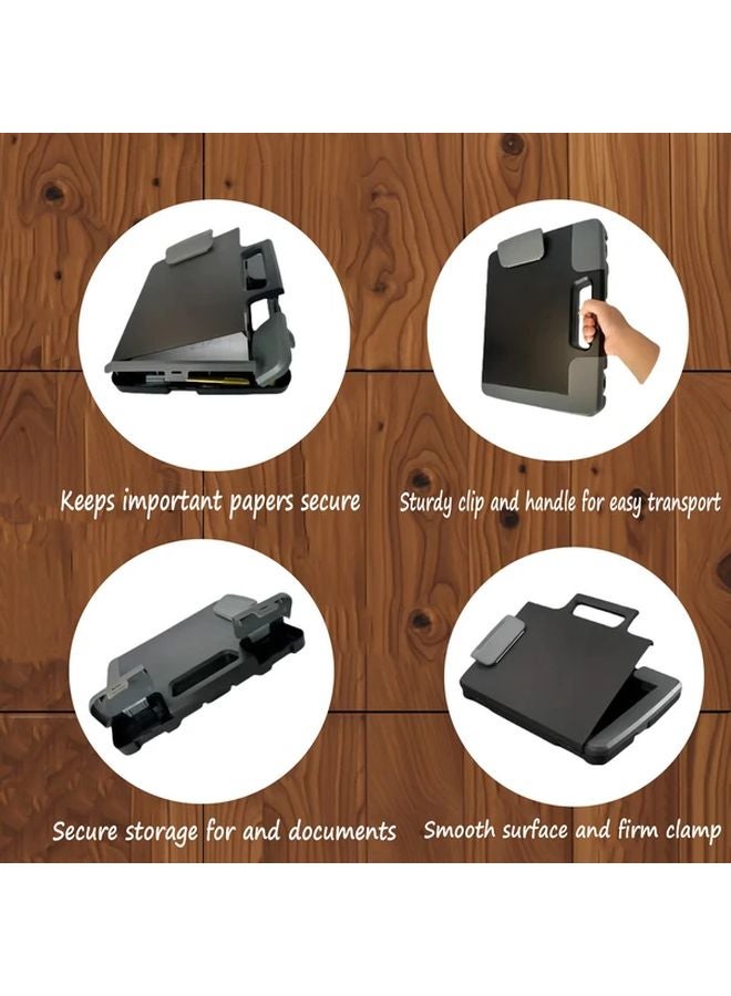 Black Heavy Duty Portable A4 Notepad With Handle Durable PP Plastic Box Side Opening - Image 3