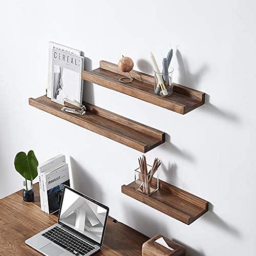 Vm decor Wall Shelf Modern Wood Floating Wall Shelf Decor Floating Shelves Wall Mounted Set of 4 for Bedroom Living Room Color Brown Size 100X14X5CM - Image 2