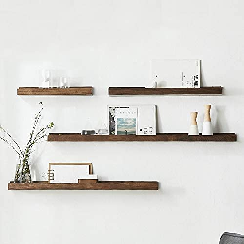 Vm decor Wall Shelf Modern Wood Floating Wall Shelf Decor Floating Shelves Wall Mounted Set of 4 for Bedroom Living Room Color Brown Size 100X14X5CM - Image 1