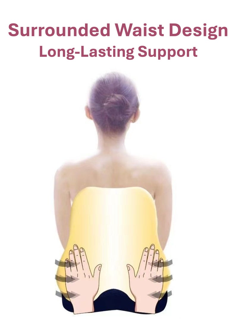 يوآ وسادة دعم الظهر الخشبية | وسادة الظهر | إسفنج مريح ذو ذاكرة لدعم الظهر، وتحسين الوضع، وتخفيف آلام عرق النسا وعظم الذيل وآلام الظهر، جيد لكرسي المكتب، وكرسي الألعاب، ومقعد السيارة (وردي) - Image 4