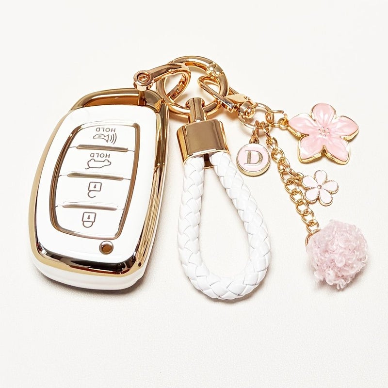 White TPU Key Fob Cover Full Protection Case for Hyundai Elantra Sonata Tucson Smart Key - Image 2