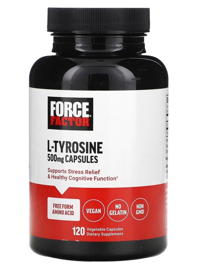 Force Factor L-Tyrosine 1000 mg 120 Vegetable Capsules (500 mg per Capsule)