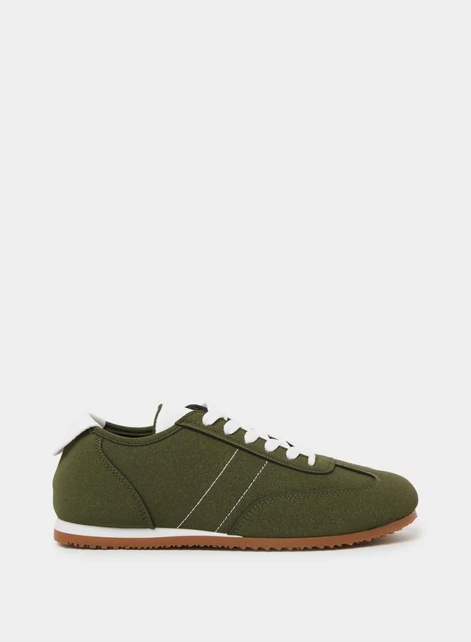 ستايلي Green Suede Look Lace-Up Sneakers