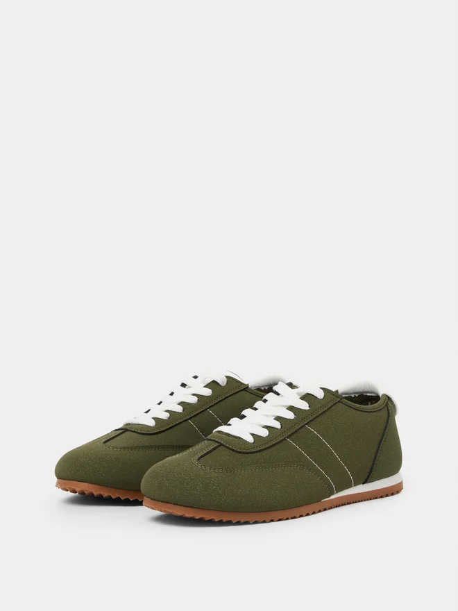 Styli green Styli Green Suede Look Lace-Up Sneakers for Women | Best Price UAE