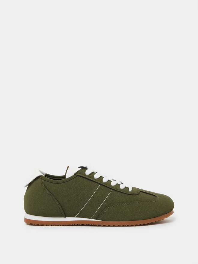 Styli Green Suede Look Lace-Up Sneakers