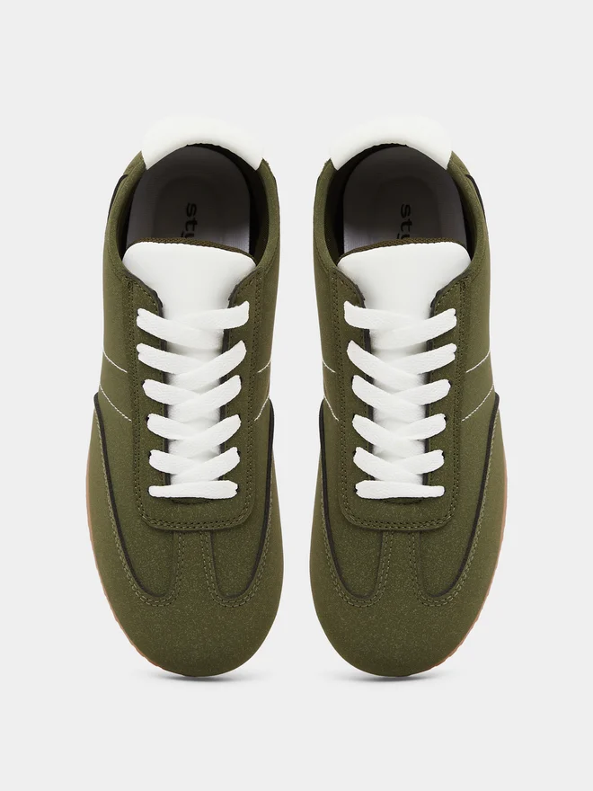 Styli green Styli Green Suede Look Lace-Up Sneakers for Women | Best Price UAE