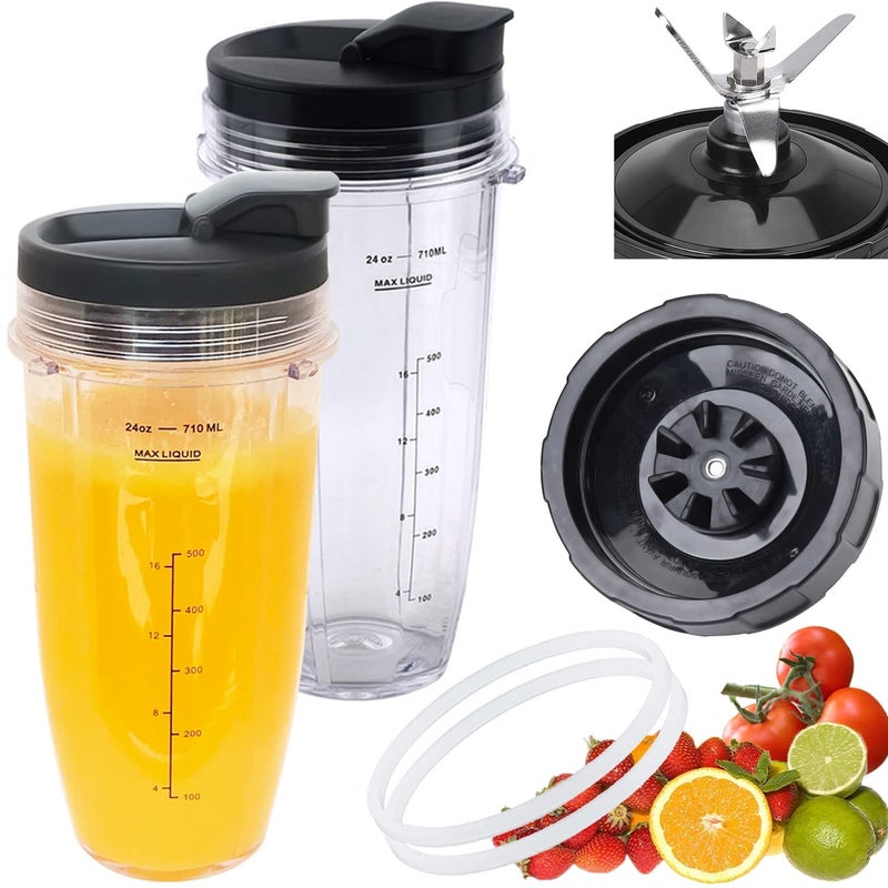 New Model Replacement 7 Fins Male Blade24oz Blender Cups Compatible For Nutri Ninja Auto iQ Blender 4 Inch Male 7 Fins Blade