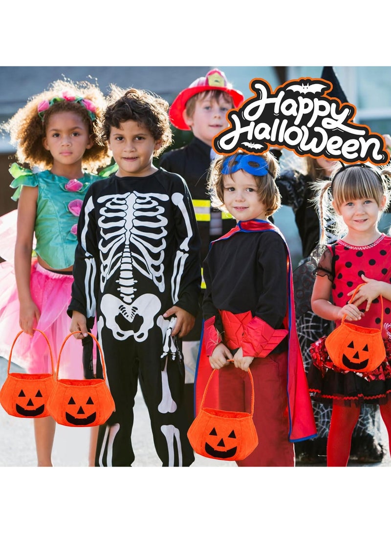 AUTOYSUR Pumpkin Candy Bags Orange for Kids 2-Pack Trick or Treat Reusable Non-Woven spooky Pumpkin Buckets with Handles - Party Favor Celebration, Carnival Supplies - Image 4