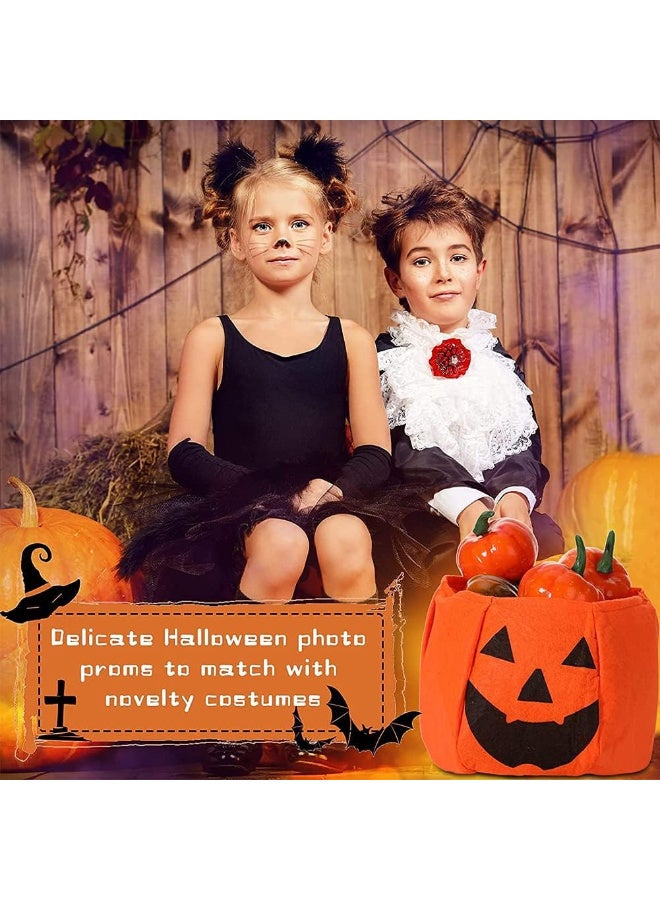 AUTOYSUR Pumpkin Candy Bags Orange for Kids 2-Pack Trick or Treat Reusable Non-Woven spooky Pumpkin Buckets with Handles - Party Favor Celebration, Carnival Supplies - Image 5