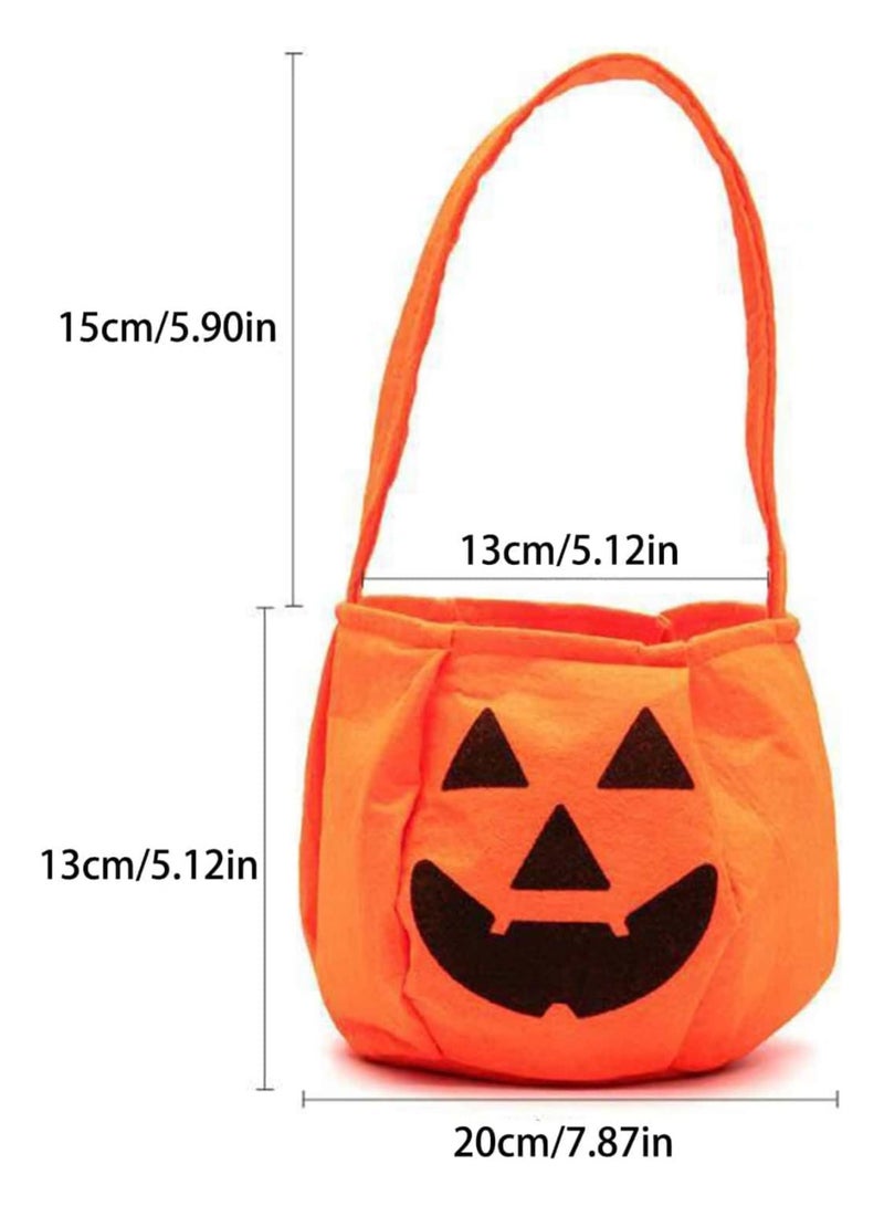 AUTOYSUR Pumpkin Candy Bags Orange for Kids 2-Pack Trick or Treat Reusable Non-Woven spooky Pumpkin Buckets with Handles - Party Favor Celebration, Carnival Supplies - Image 2