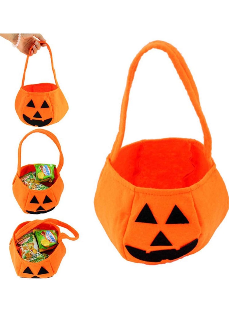 AUTOYSUR Pumpkin Candy Bags Orange for Kids 2-Pack Trick or Treat Reusable Non-Woven spooky Pumpkin Buckets with Handles - Party Favor Celebration, Carnival Supplies - Image 3
