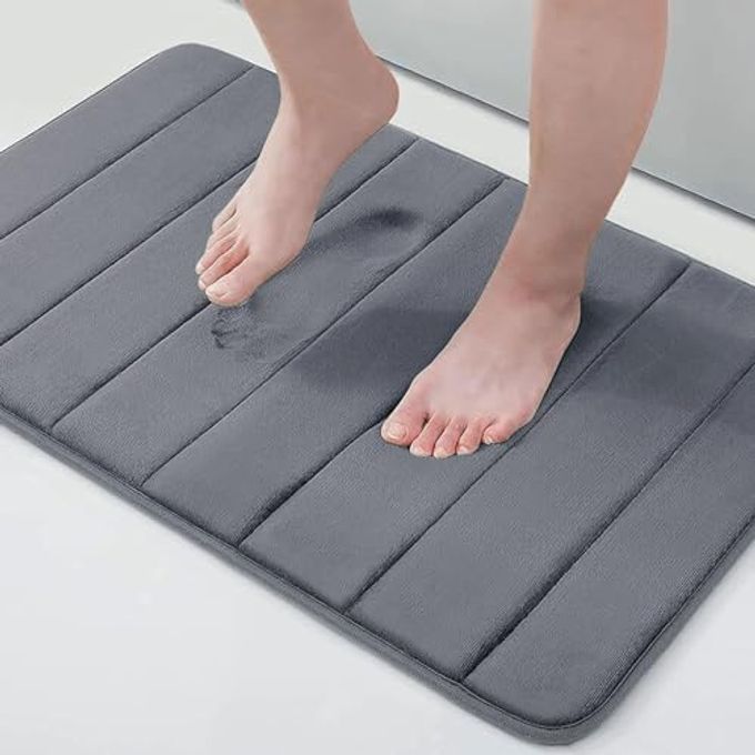 MEMORY FOAM BATH MAT 30 X 20 ULTRA SOFT AND NONSLIP BATHROOM RUGS WATER ABSORBENT AND MACHINE WASHABLE BATH RUG FOR BATHROOM SHOWER AND TUB DARK GREY
