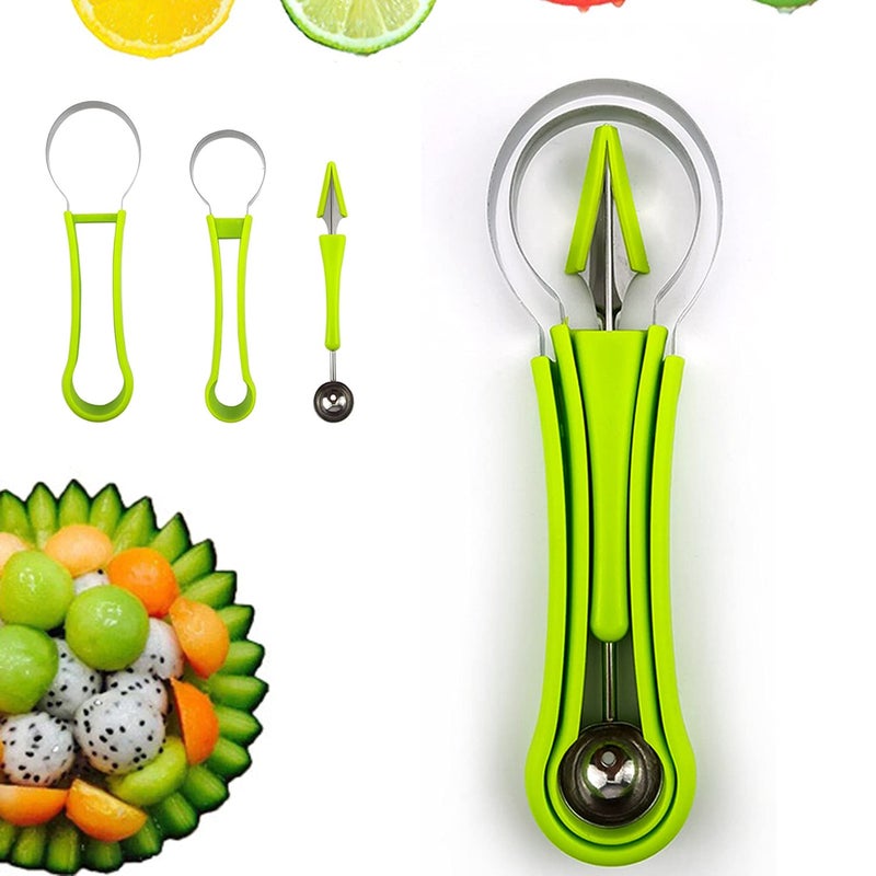 4 in 1 Fruit Tool Set Fruit Carving Fruit Scoop Watermelon Ball Cutter Food Cantaloupe Peeler Used for Fruit Decoration Kitchen Fruit Shop