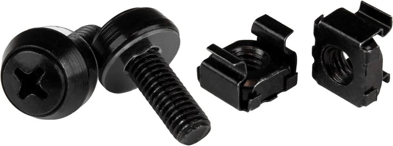 .com M6 x 12mm Screws and Cage Nuts - 100 Pack - M6 Mounting Screws and Cage Nuts for Server Rack and Cabinet - Black , TAA (CABSCREWM62B)