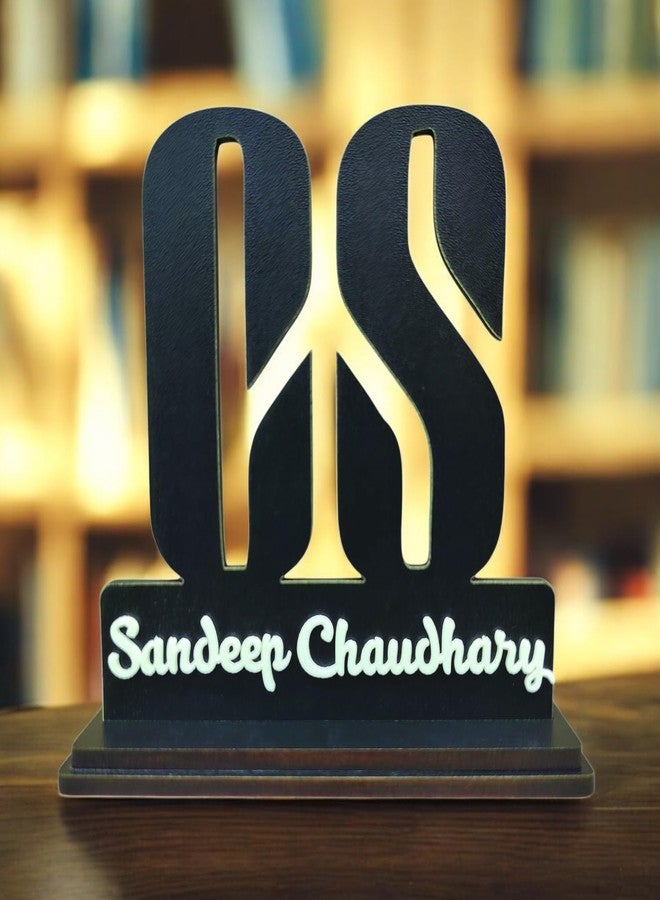 Taxton Personalized Company Secretary (CS) Logo Nameplate – Office Tabletop Decor – Custom Acrylic Nameplate with White Acrylic Lettering – Professional Desk Sign for CS (Black) - Image 5