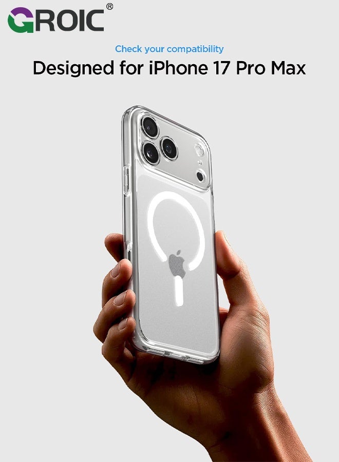 GROIC For iPhone 17 Pro Max Case,Clear Magnetic Transparent Phone Case,Drop Protection Rugged Shockproof Protective Cell Phone Cover,Magnetic Phone Shell for iPhone 17 Pro Max 6.9 inch - Image 2