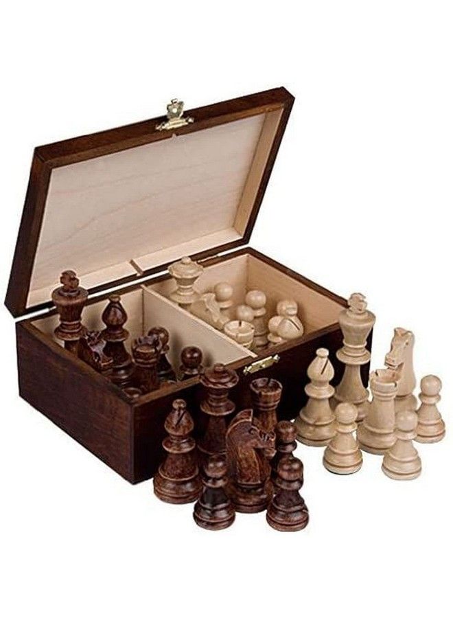 Wegiel Staunton No. 6 Tournament Chess Pieces In Wooden Box For 2 Players 3.9 Inch King - Image 2