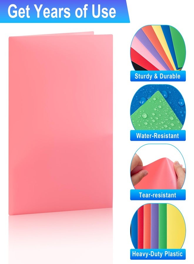 CADONO Plastic Folders with Pockets (8 Pack,Assorted Colors), Durable Heavy Duty File Folders with Business Card Slot, 2-Pocket Folder for Schoolwork & Office,Back to School Supplies - Image 3