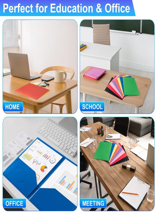 CADONO Plastic Folders with Pockets (8 Pack,Assorted Colors), Durable Heavy Duty File Folders with Business Card Slot, 2-Pocket Folder for Schoolwork & Office,Back to School Supplies - Image 5