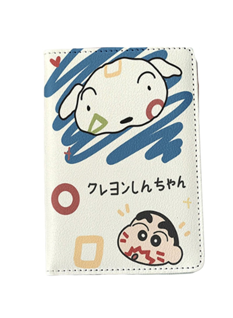 Passport Holder Multifunctional Card Holder Passport Cover, Id Card Storage Case Boy And Girl Card Holder Pu Leather Travel Id Card Holder, Travel Card Holder (White Cartoon Print) - Image 1