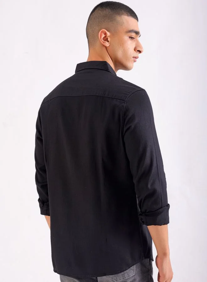 The Indian Garage Co Men Slim Fit Graphic Print Full Sleeves Cutaway Collar Party Wear Shirt