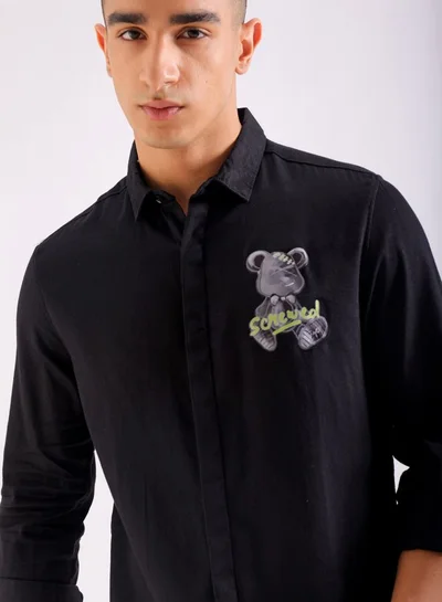 شركة المرآب الهندية Men Slim Fit Graphic Print Full Sleeves Cutaway Collar Party Wear Shirt