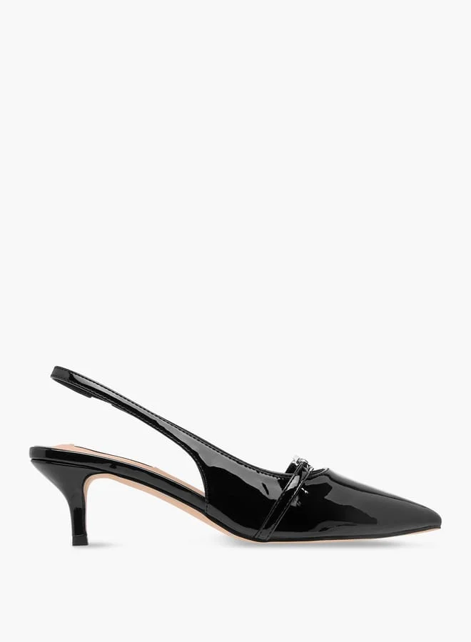 ايل حذاء نسائي بكعب ستيليتو وحزام خلفي بشعار