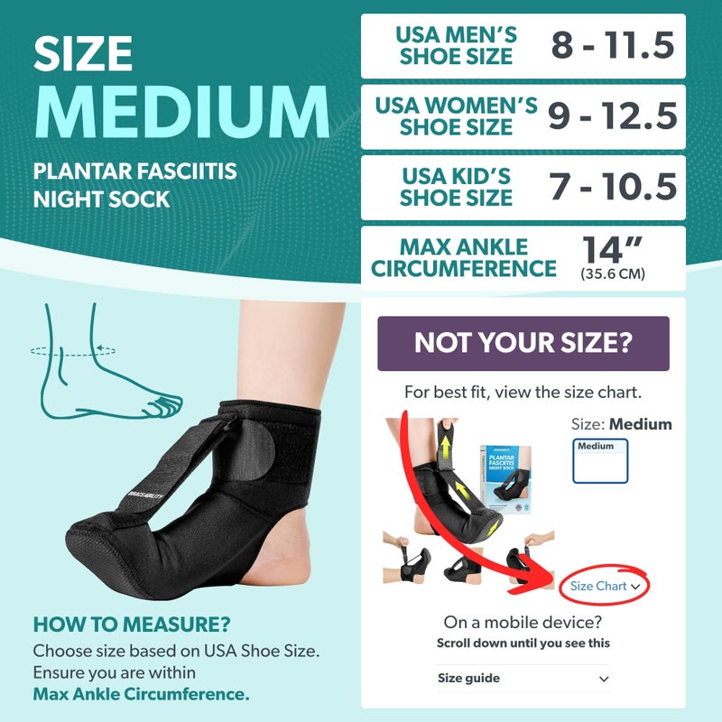 BraceAbility Plantar Fasciitis Night Splint Sock - Soft Plantar Fascia Boot for Sleeping, Achilles Tendonitis Relief, Foot Drop, Heel Pain - Planter Facetious Night Sling Brace for Women and Men (M) - Image 2