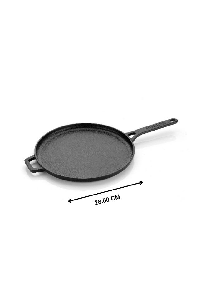 Decent Cast Iron Multipurpose Tawa 28 cm | Heavy Pre-Seasoned Cast Iron Pan for Dosa, Chapati, Paratha, Chilla & Pancakes | Gas & Induction Compatible - Image 2