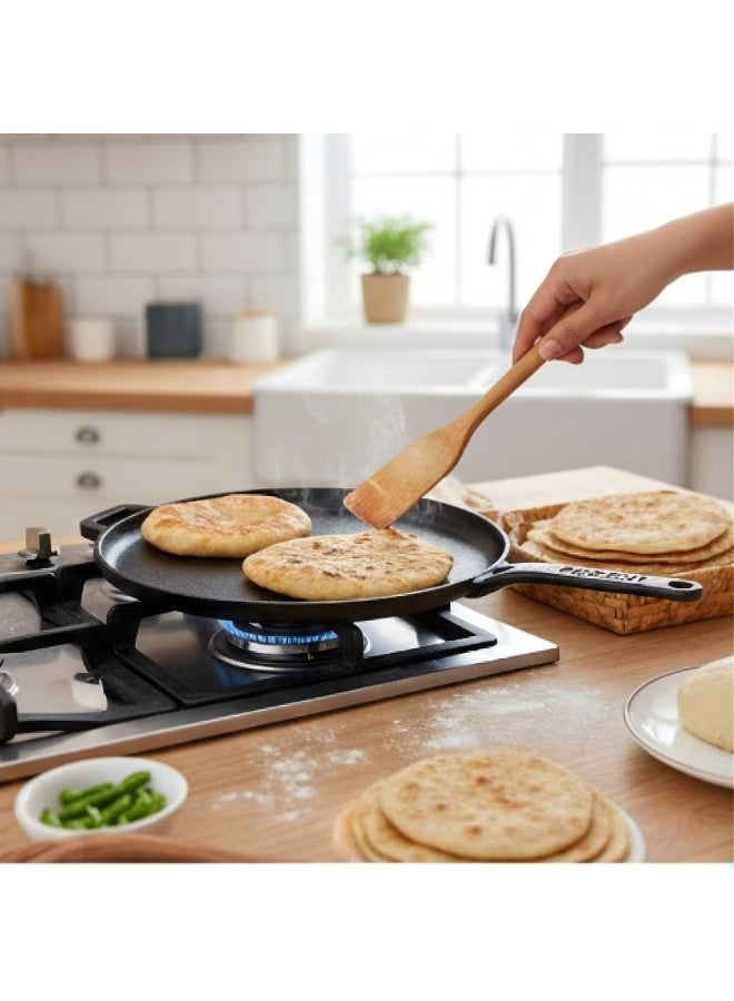 Decent Cast Iron Multipurpose Tawa 28 cm | Heavy Pre-Seasoned Cast Iron Pan for Dosa, Chapati, Paratha, Chilla & Pancakes | Gas & Induction Compatible - Image 4