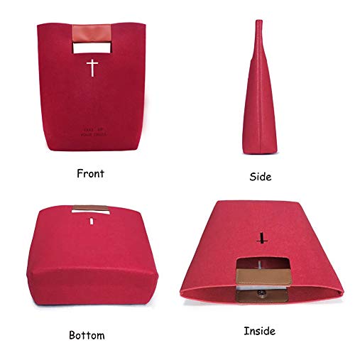aolaso Bible Bags for Women, Felt Carrying Bible Book Case Church Bag Christian Gift - Image 5