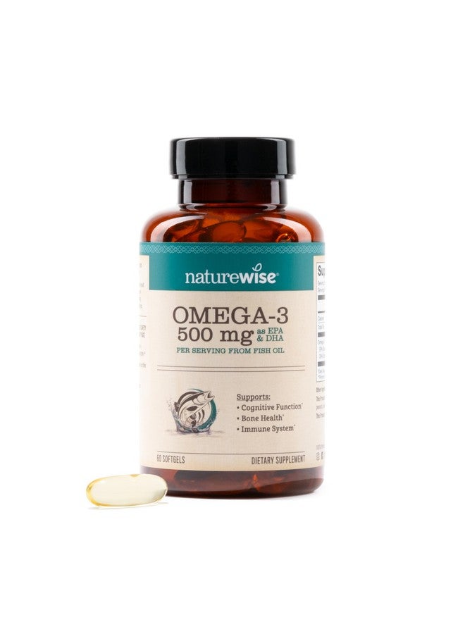 NatureWise Omega 3 Fish Oil - 500 mg Omega-3 per softgel - EPA & DHA - Immune Support, Brain & Heart Health, Optimal Wellness - Gluten-Free, Soy-Free, Non-GMO - 60 Softgels[2-Month Supply] - Image 1