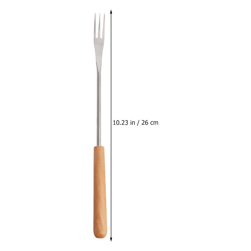 6pcs Wood Handle Stainless Steel Fondue Forks Outdoor Barbecue Fork Kitchen Tool - Image 3