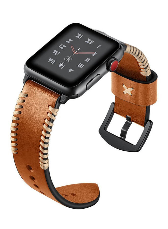 ISank Vintage Replacement Watch Band For Apple Watch Series 3/2/1 42mm Brown - Image 5