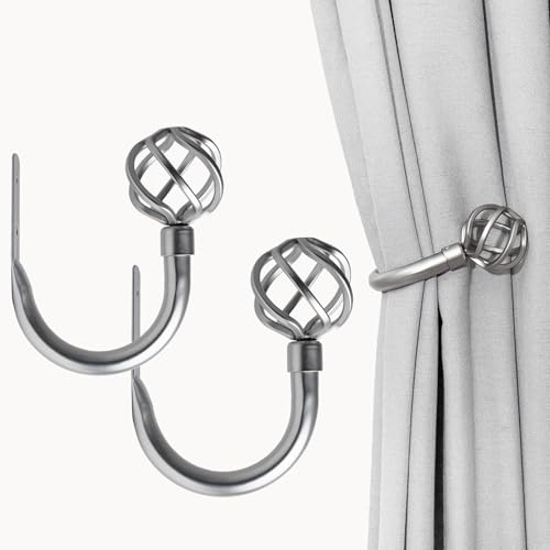 Handmade Metal Curtain Holdbacks 2pcs Decoration Matt Black Curtain Tie Back Hooks for Wall Heavy Duty Side Holders Tiebacks Accessories for Drapes Drapery Window