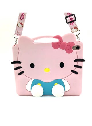 Kids Case Compatible with iPad (A16) 11th/10th Generation (2025/2022), Shockproof Silicone Protective Cover with Stand, Shoulder Strap,pink - view 3