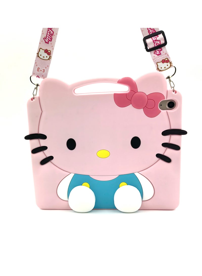 VKL Kids Case Compatible with iPad (A16) 11th/10th Generation (2025/2022), Shockproof Silicone Protective Cover with Stand, Shoulder Strap,pink - Image 3