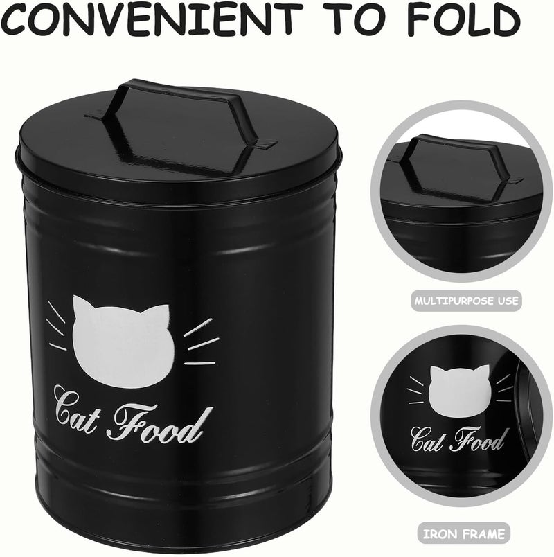Airtight Black Metal Pet Food Storage Bin with Lid Dog Treat Jar and Cat Food Canister for Home Kitchen for Dog Biscuit and Snack Organization - Image 3