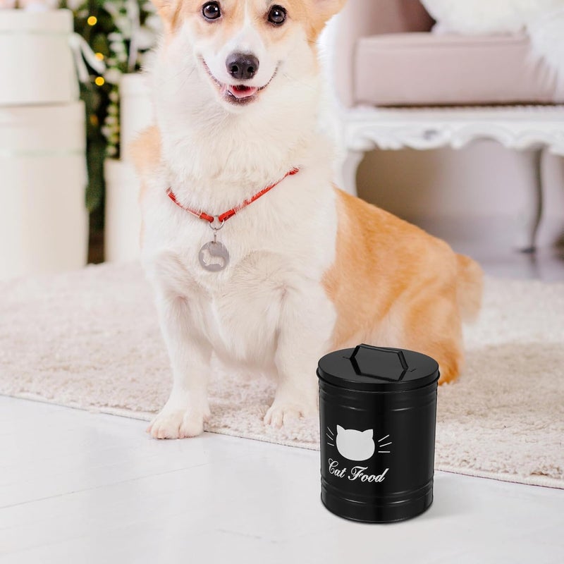 Airtight Black Metal Pet Food Storage Bin with Lid Dog Treat Jar and Cat Food Canister for Home Kitchen for Dog Biscuit and Snack Organization - Image 5