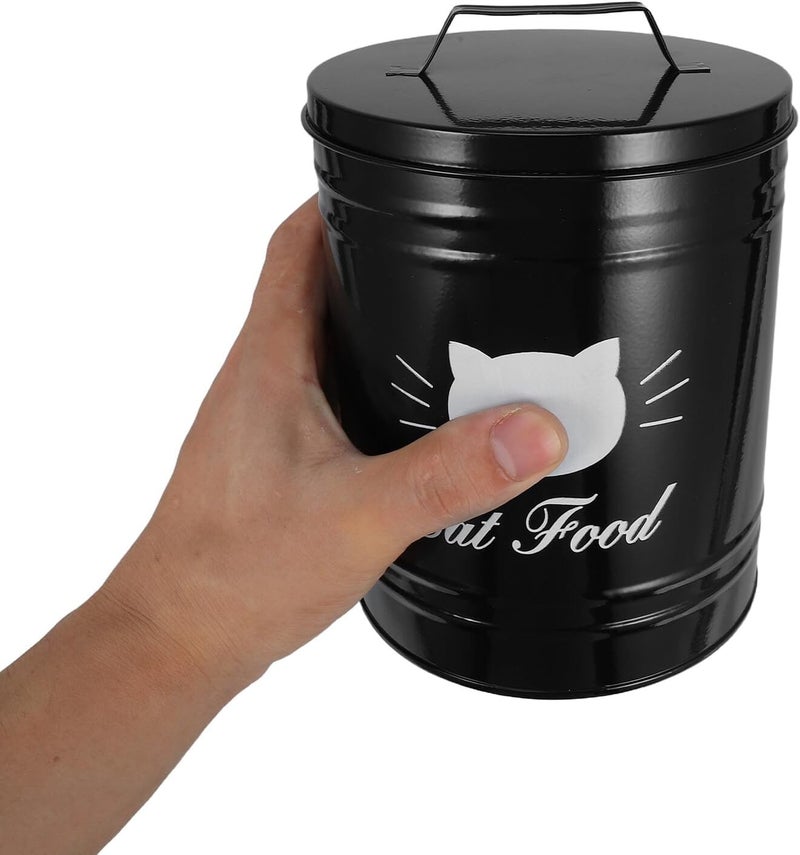 Airtight Black Metal Pet Food Storage Bin with Lid Dog Treat Jar and Cat Food Canister for Home Kitchen for Dog Biscuit and Snack Organization - Image 4