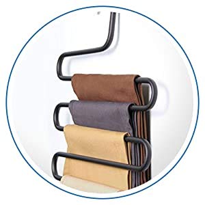 Coolkart Iron Stainless Steel s MultiLayered Pants Rack Pants Hanger Rack Multifunction SType Magic Pants Rack Lengthened Set of 4 - Image 3