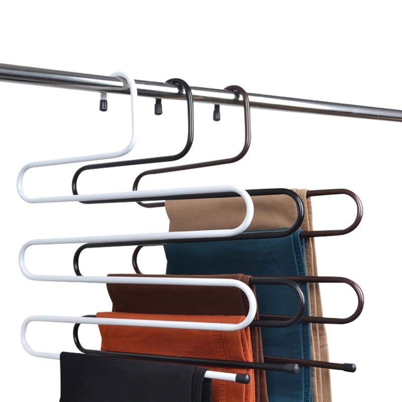 Coolkart Iron Stainless Steel s MultiLayered Pants Rack Pants Hanger Rack Multifunction SType Magic Pants Rack Lengthened Set of 4 - Image 2