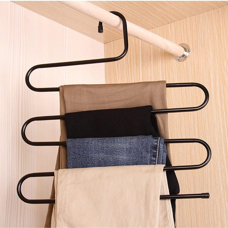 Coolkart Iron Stainless Steel s MultiLayered Pants Rack Pants Hanger Rack Multifunction SType Magic Pants Rack Lengthened Set of 4 - Image 5