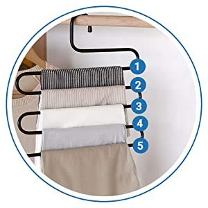 Coolkart Iron Stainless Steel s MultiLayered Pants Rack Pants Hanger Rack Multifunction SType Magic Pants Rack Lengthened Set of 4 - Image 4