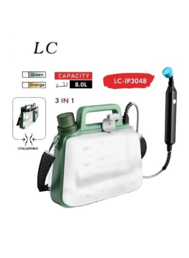 ال سي رشاش كهربائي قابل للشحن 8 لتر 3 في 1 – مضخة رش محمولة تعمل بالبطارية للحديقة والمنزل