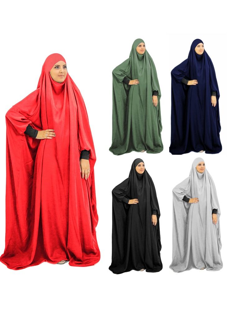 Loquat Long Sleeves Abaya With Hijab Brown - Image 2