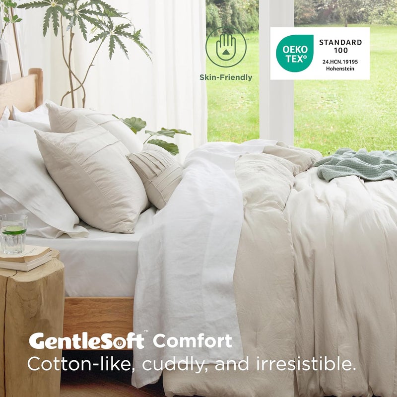 Bedsure Queen Comforter Set - 4 Pieces Pinch Pleat Bed Set, Beige Boho Bedding for All Season, 1 Soft Comforter, 2 Pillowcases, 1 Decorative Pillow - Image 2
