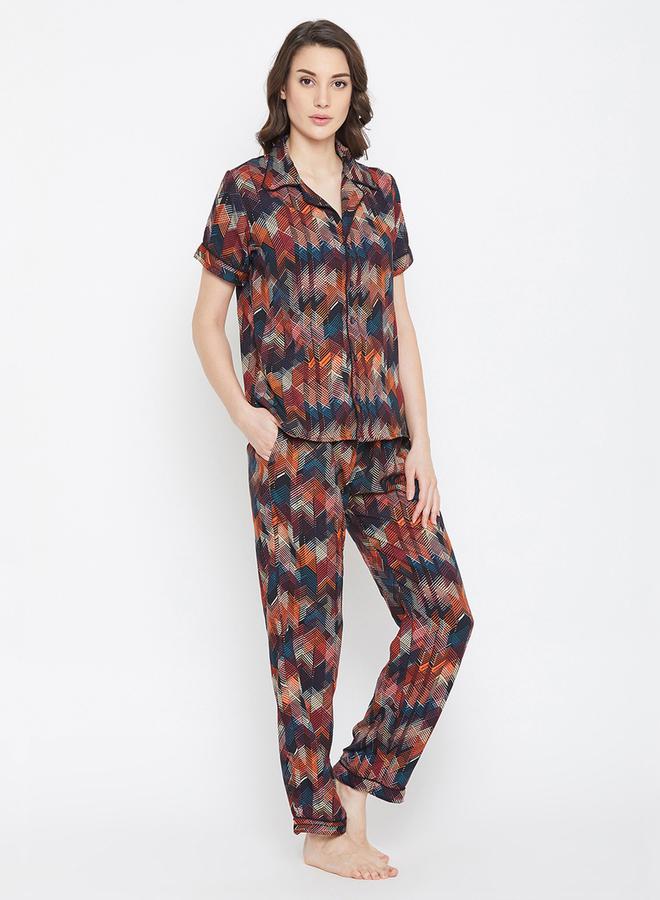 Clovia Women Multicolor Printed Cotton Pyjama Set - Image 3